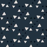 Contrast seamless pattern with doodle triangle silhouettes. Dark background with light geometric elements. vector