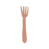 Cute fork in doodle style isolated on white background. Simple illustration vector