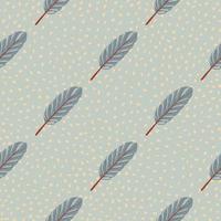 Doodle leaves silhouettes seamless pattern. Stylized leafs on background with dots. Simple backdrop in soft blue tones. vector