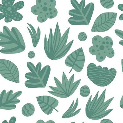 Simple tropical seamless repeat pattern with green leaves.