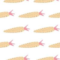 Radish seamless pattern in doodle style. Botanical wallpaper. vector