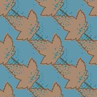 Geometric maple leaves seamless pattern on blue background.Autumn leaf wallpaper. vector
