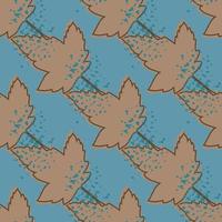 Geometric maple leaves seamless pattern on blue background.Autumn leaf wallpaper. vector