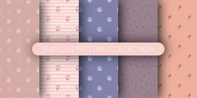 Set of colored pearls seamless pattern. Geometric abstract ornament. Bubbles print collection. vector