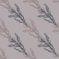 Seamless pattern in minimalistic style with rosemary branch simple shapes. Pale purple background. vector