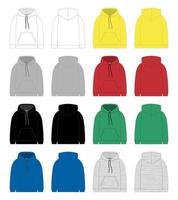 Set of technical sketch for men hoodie. Template hoody. vector
