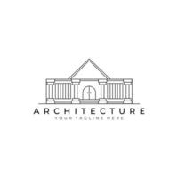 architecture house logo line art vector illustration design. creative outdoor nature building minimalist monoline outline linear simple modern construction roof home