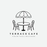 terrace cafe logo line art vector illustration design creative nature minimalist monoline outline linear simple modern