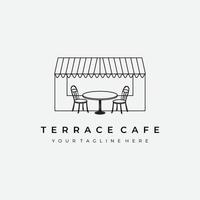 terraza cafe logo line art vector ilustración diseño creativo naturaleza minimalista monoline contorno lineal simple moderno