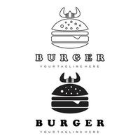 burger logo set line art illustration design vector creative nature minimalist monoline outline linear simple modern