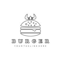 hamburguesa logos line art ilustración diseño vector creativo naturaleza minimalista monoline bosquejo lineal simple moderno