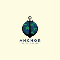 anchor logo design line art vector illustration design creative nature minimalist monoline outline linear simple modern