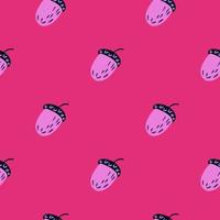 Bright minimalistic seamless pattern with chesnut simple ornament. Pink palette forest backdrop. vector