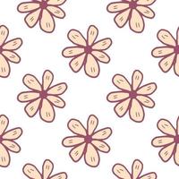 Big chamomiles flower seamless pattern on white background. Cute daisies flowers endless wallpaper. vector