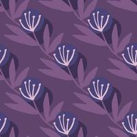 Diagonal located dandelion on seamless pattern in purple tones. vector