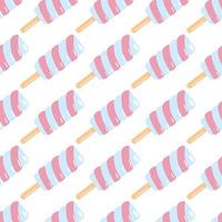 Isolated ice cream seamless pattern with white background. Pink and blue spiral frozen cream. vector