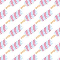 Isolated ice cream seamless pattern with white background. Pink and blue spiral frozen cream. vector