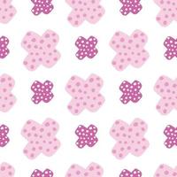 Hand drawn pink cross seamless pattern on white background. Doodle plus sign wallpaper. vector