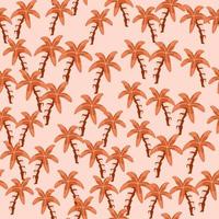 Random little orange palm tree elements seamless pattern. Pastel pink background. Tropical botany ornament. vector