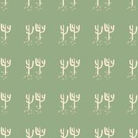 Seamless pattern with cactuses on green background. Desert doodle cacti endless wallpaper. vector