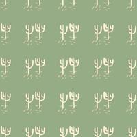 Seamless pattern with cactuses on green background. Desert doodle cacti endless wallpaper. vector