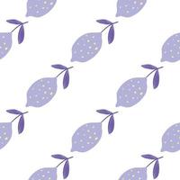 Lemon with leaf seamless pattern. Hand drawn citrus fruits wallpaper. vector