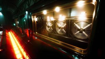 Futuristic interior of Spaceship corridor with light photo