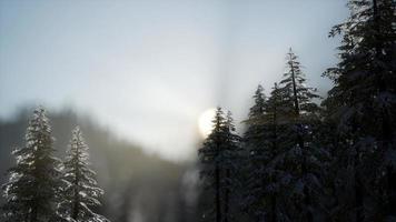 espectacular amanecer de invierno en las montañas foto