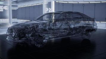 transparent car with engine in laboratory photo