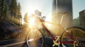 bicicleta de ciudad en la carretera foto