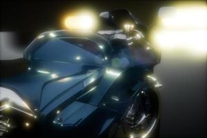 moto sport bike in dark studio with bright lights photo