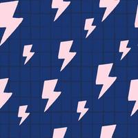 Creative pink thunder backdrop seamless pattern on blue background. Thunderbolt wallpaper. Lightning bolts. vector