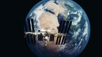 8k international space station on orbit of the Earth. Elements furnished by NASA photo