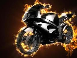 luxury sportbike in fire photo