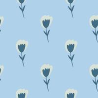 tulipán abstracto flores de patrones sin fisuras sobre fondo azul. lindo fondo de pantalla sin fin de flor pequeña. vector