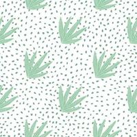 Aloe cacti wallpaper on dots background. Abstract cactus seamless pattern. vector