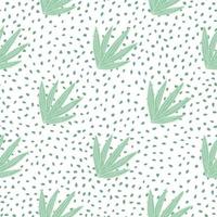 Aloe cacti wallpaper on dots background. Abstract cactus seamless pattern. vector