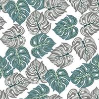 Natural seamless pattern with monstera leaves. Isolated abstract foliage tropical backdrop. vector