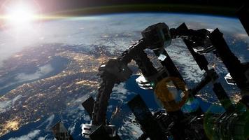 estación espacial orbitando la tierra. elementos de esta imagen proporcionados por la nasa foto
