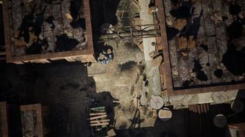 aerial view of abandoned old factory photo