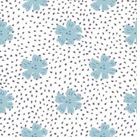 Blue chamomile flowers seamless pattern in vintage style. Geometric daisy pattern. vector