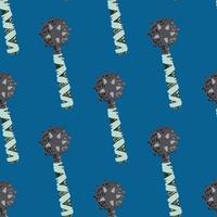 Seamless bright pattern with cartoon flail mace silhouettes. Norway ancient print on blue background. Battle backdrop. vector