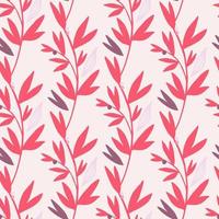 Bright pink botanic branches with purple elements on light background. vector