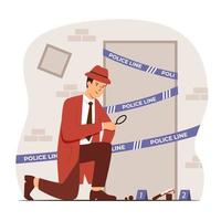 Detective with Magnifying Glass at Work vector