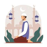 hombre musulmán rezando vector