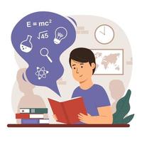 Student Reading Book in the Classroom vector