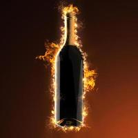 Bottle of wine in fire photo