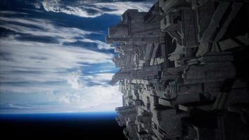 Spaceship with View on Space and Planet Earth photo