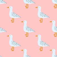 Seagulls standing seamless pattern. Background of sea birds. vector
