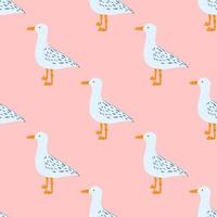 Seagulls standing seamless pattern. Background of sea birds. vector